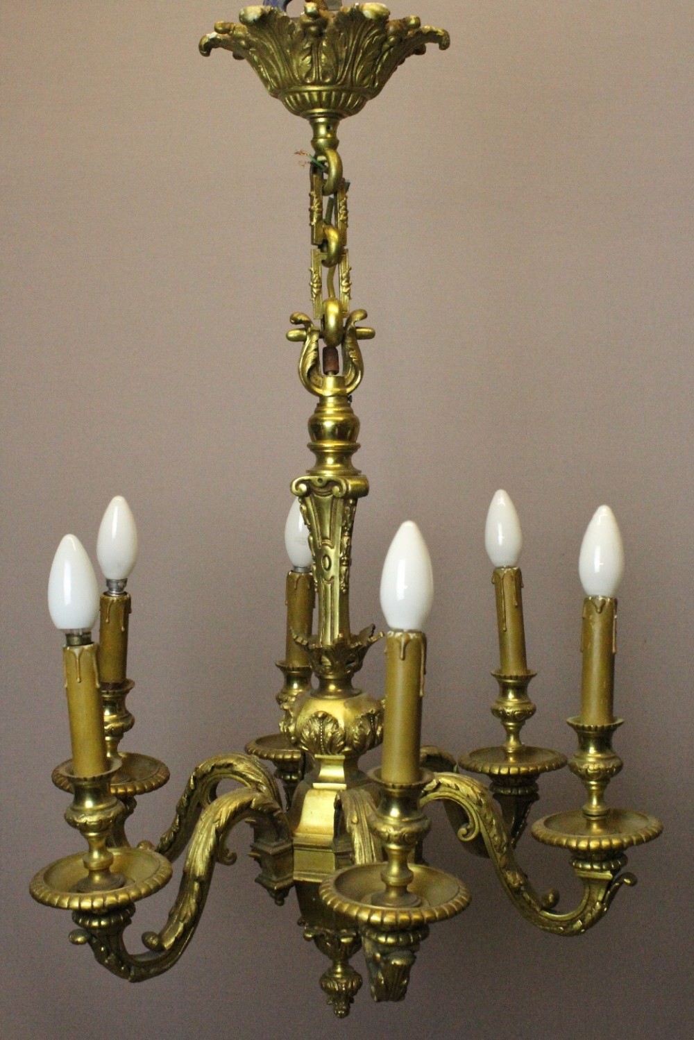 Gilt Bronze Chandelier in Louis XVI Style