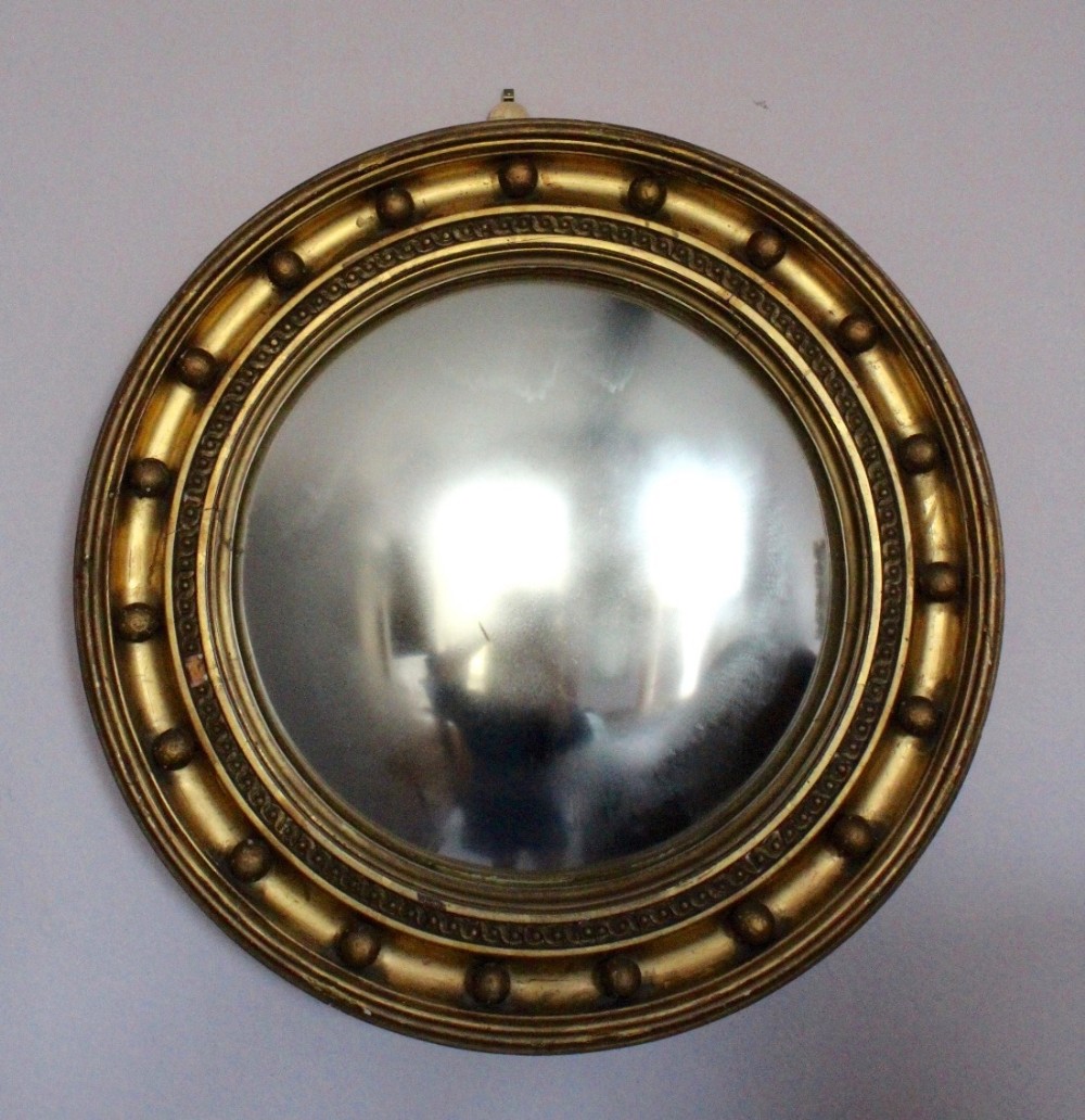 Gilt Convex Mirror with Ball Decorated Frame