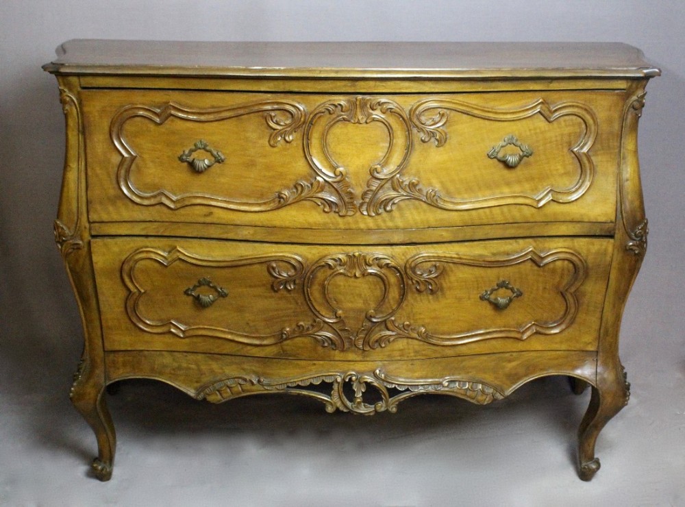 French Louis VX Style Walnut Bombe Commode