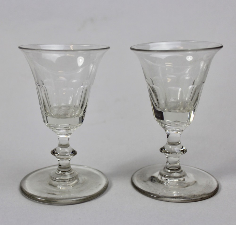 Pair of Antique Cut Glass Port or Sherry Glasses