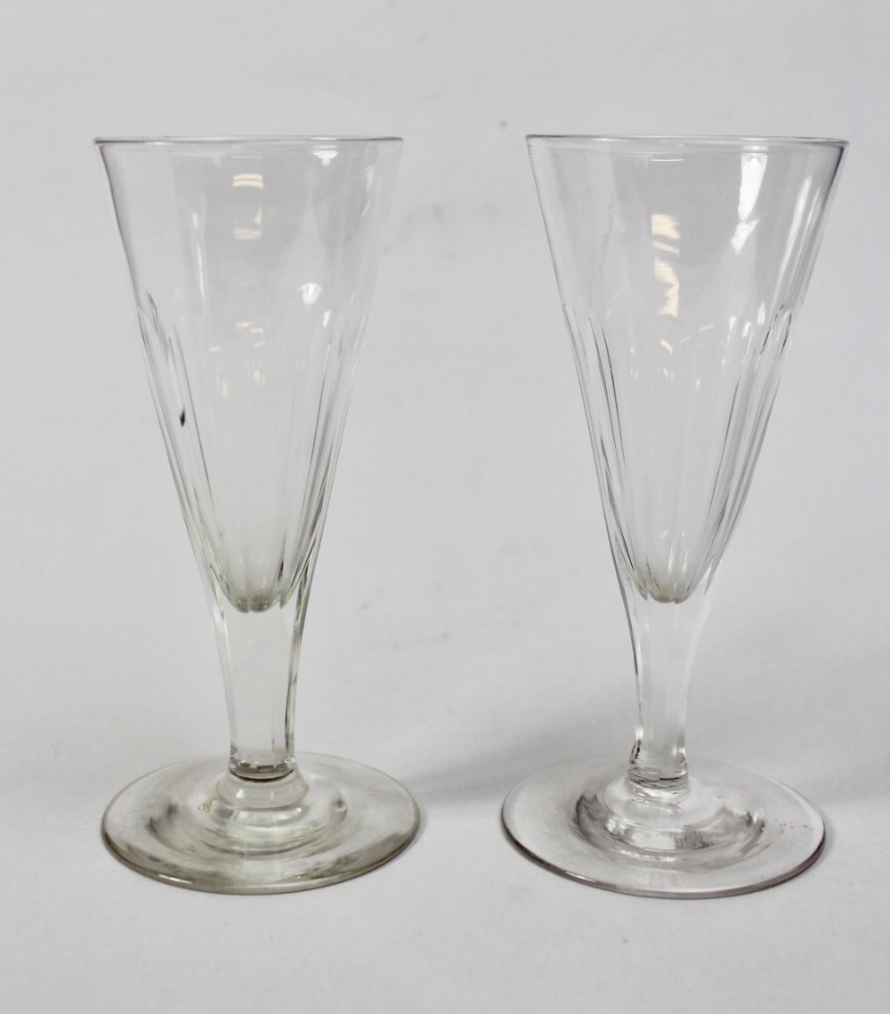Pair of Antique Cut Glass Champagne Flutes