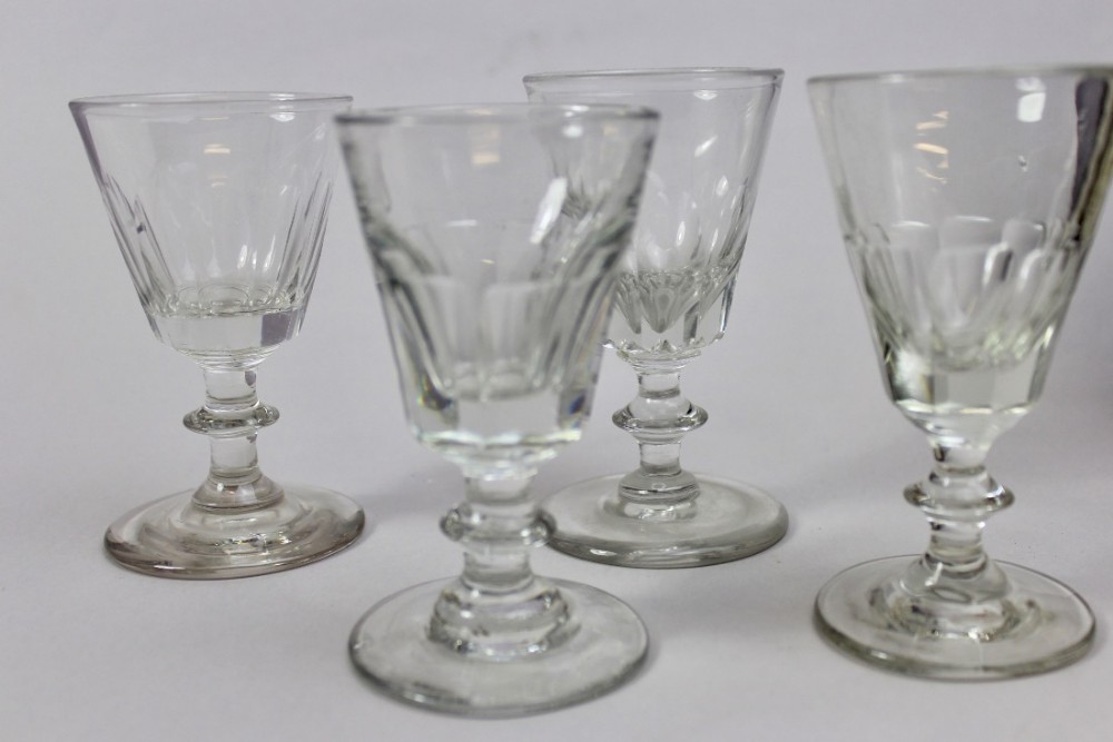 Four Antique Cut Glass Port or Sherry Glasses