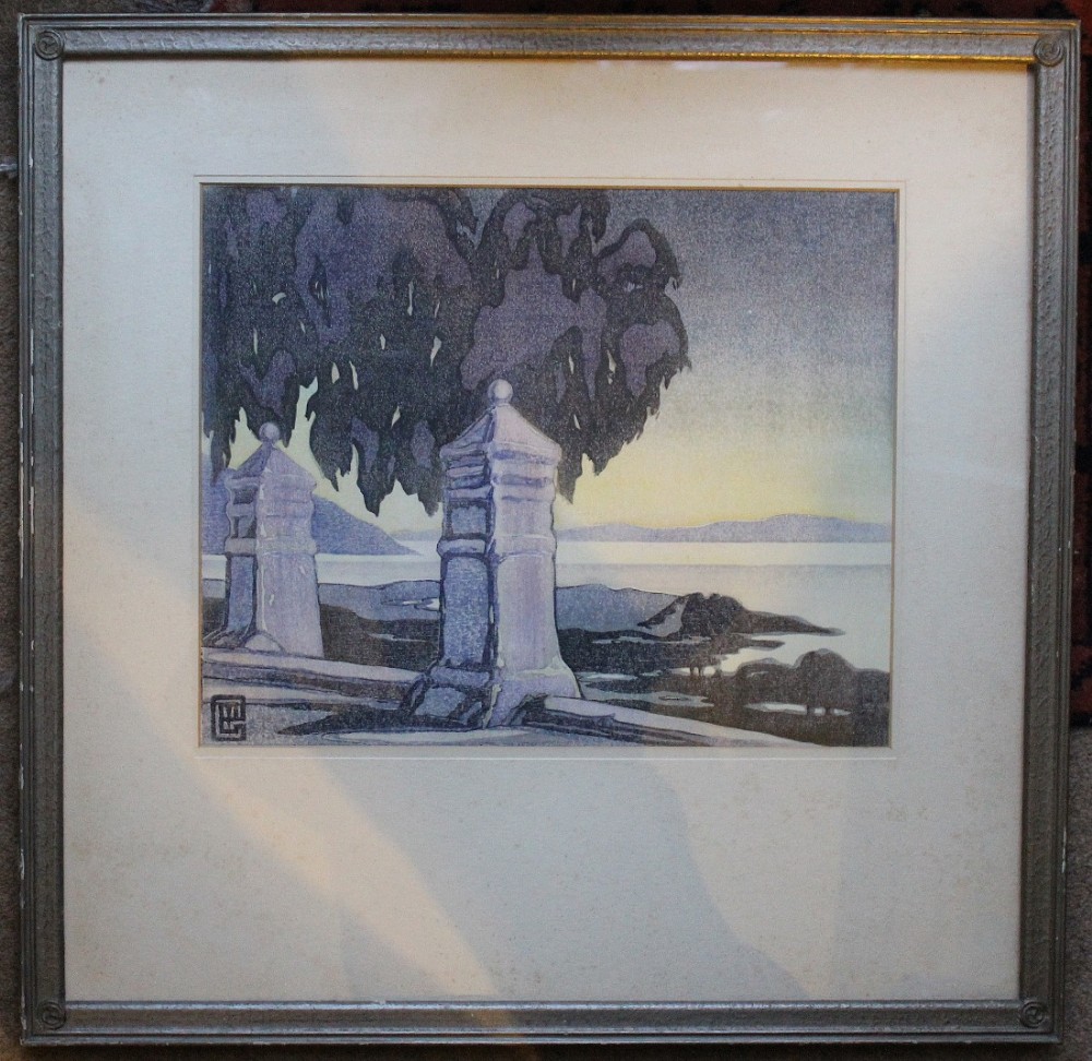 Marion Gill, Cape Sunset, South Africa, Woodblock Print 