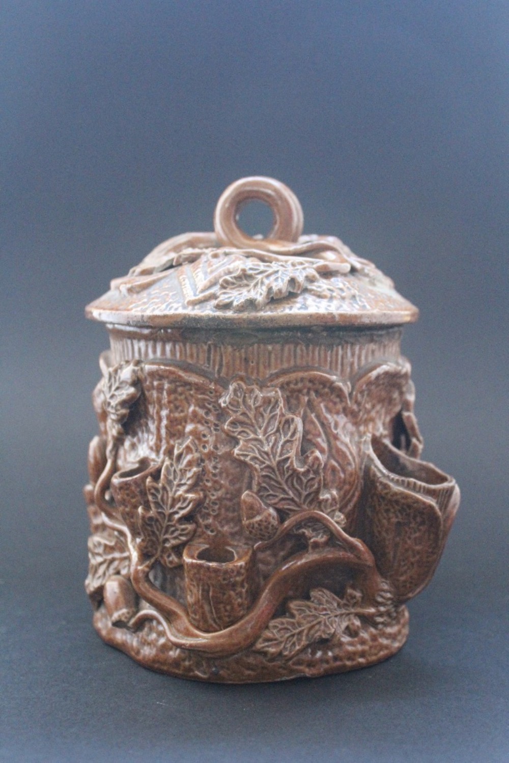 Antique French Salt Glazed Tobacco Jar and Cover