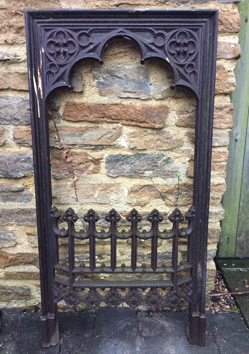 Victorian Cast Iron Gothic Firegrate Front