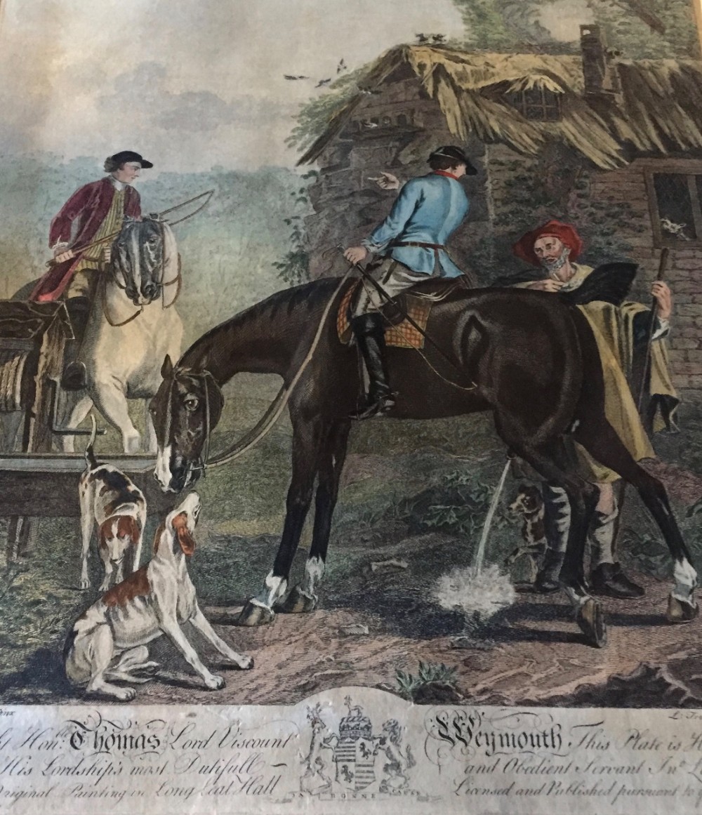 18th Century Engraving of Viscount Weymouth's Hunt after John Wooton, engraved by Louis Truchy