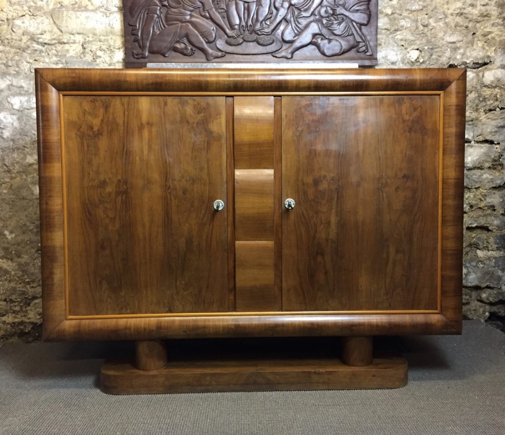 French Art Deco Walnut Dining Table & Buffet - Dining Room Suite
