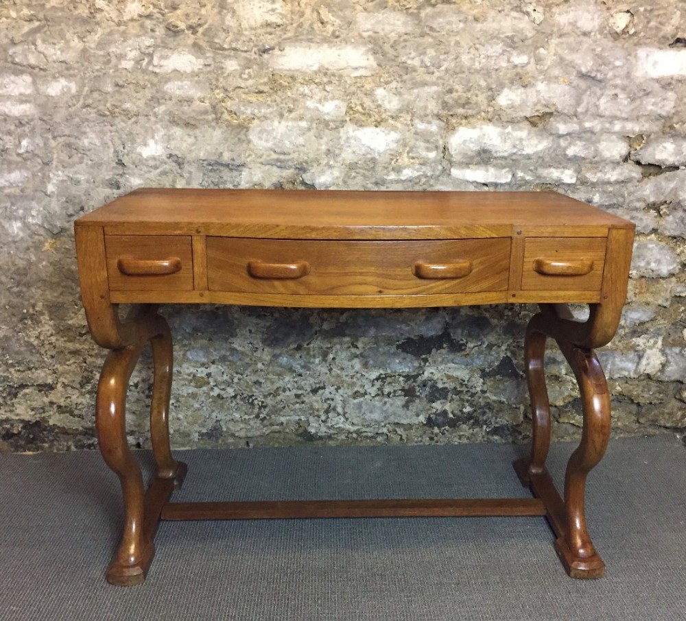 An Art Deco Oak Desk or Console Table