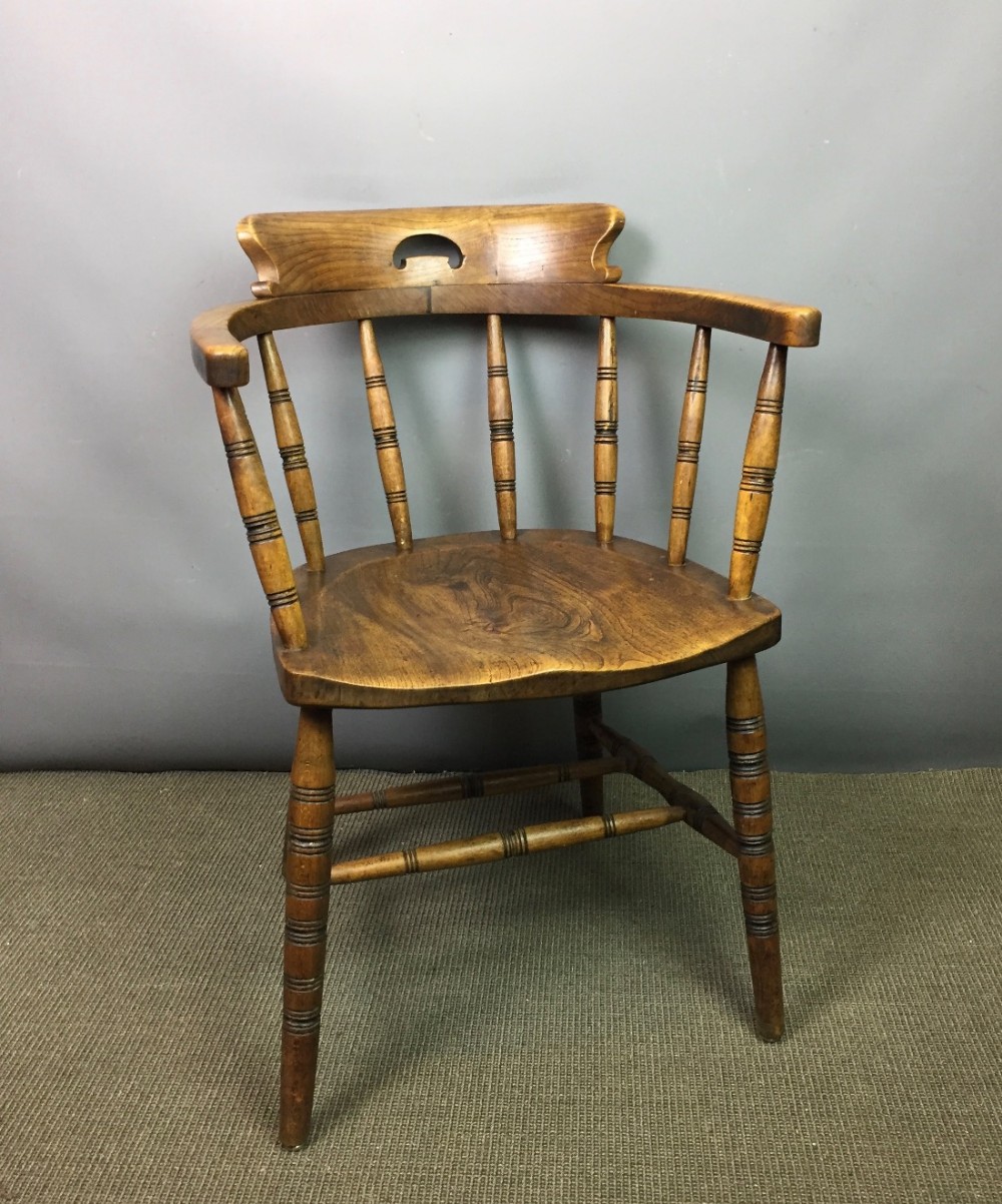 Ash & Elm Captains Chair, early 20th Century