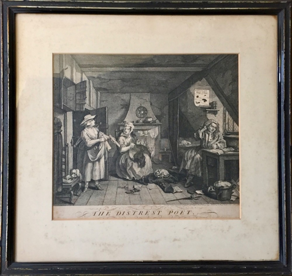 William Hogarth The Distrest Poet Engraving 1740