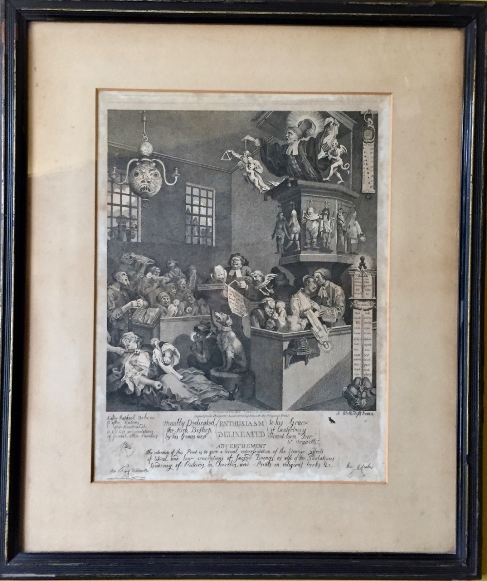 After William Hogarth 'Enthusiasm Delineated' Engraving, Issac Mills 1795