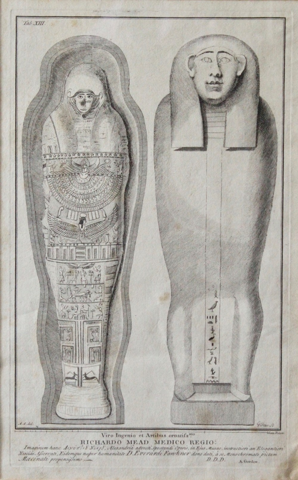 George Vertue after Alexander Gordon - A Rare Engraving of an Egyptian Mummy from the Collection of Richard Mead 1737