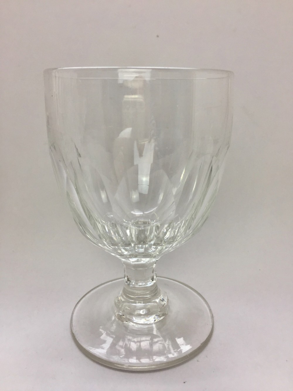 Antique 19th Century Panel Cut Glass Rummer / Wine Glass