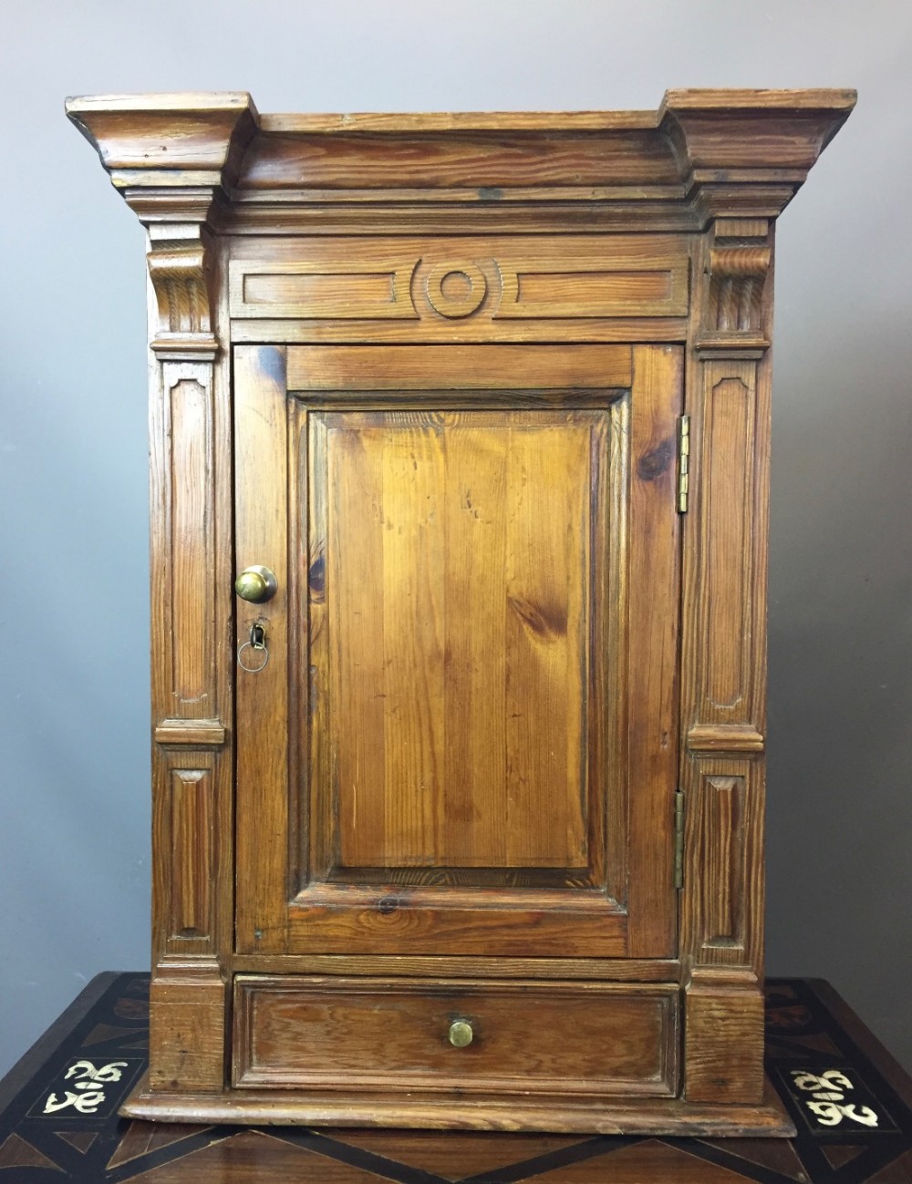 Small Continental Pitch Pine Wall Cabinet