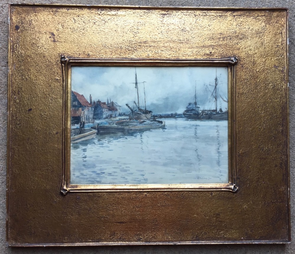 Arthur John Trevor Briscoe, Fishing Boats in a Harbour, Signed Watercolour