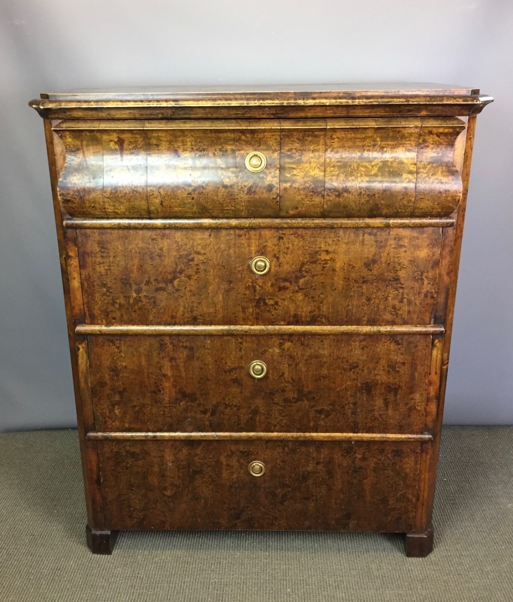 Swedish Walnut & Faux Bois Tall Chest of Drawers