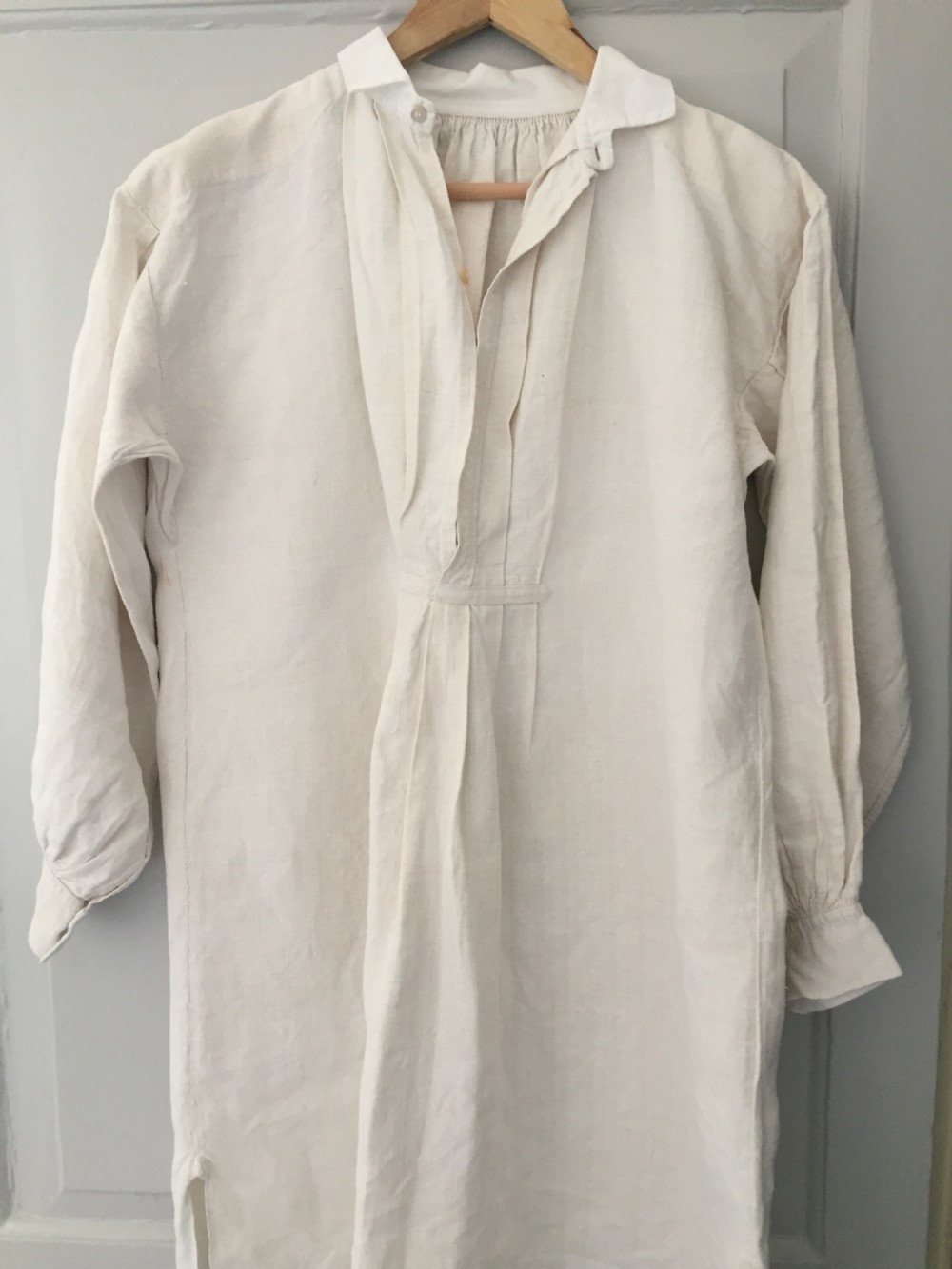 Antique French Homespun Rustic Linen Hemp Smock View II