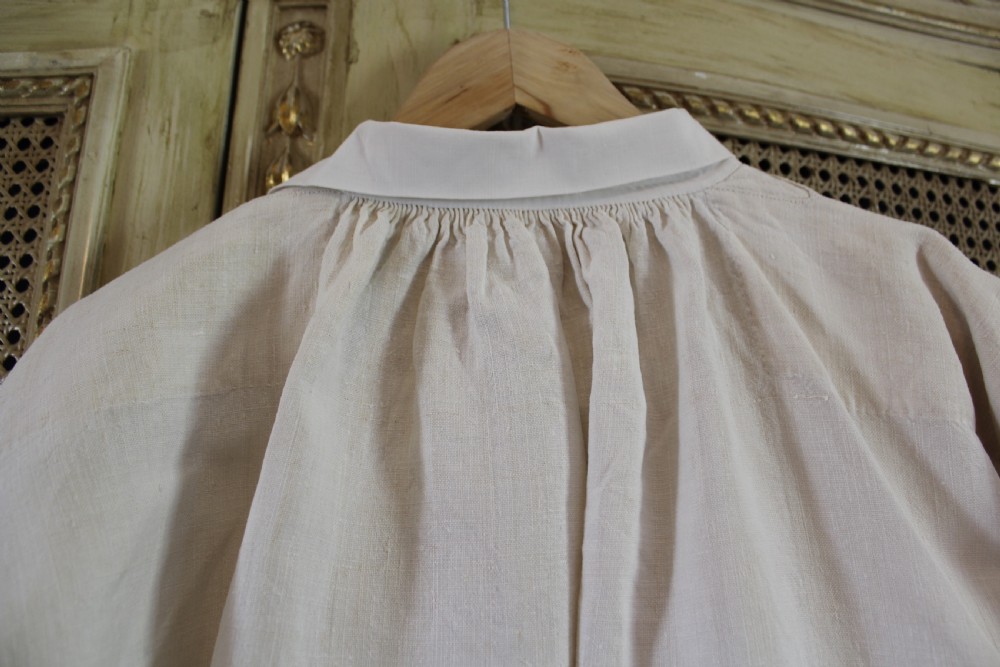 Antique French Homespun Rustic Linen Hemp Smock View III