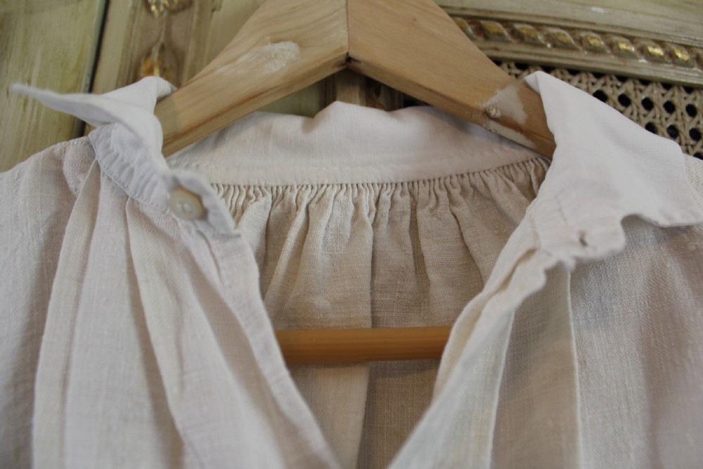 Antique French Homespun Rustic Linen Hemp Smock View VI