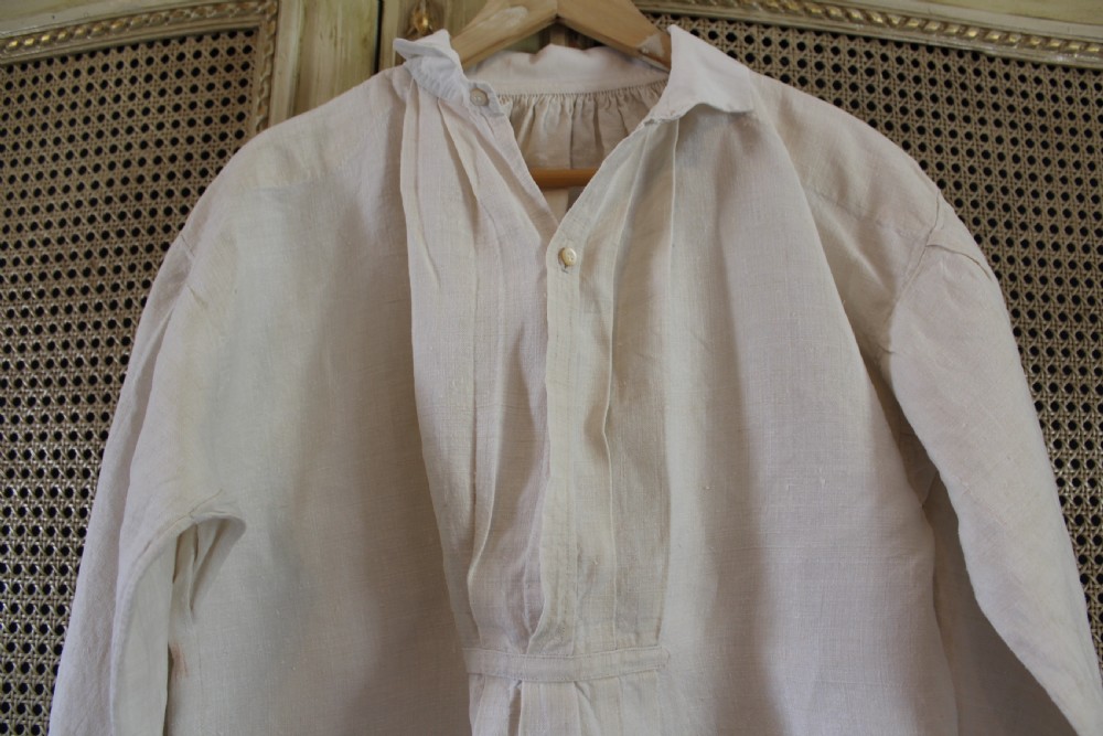 Antique French Homespun Rustic Linen Hemp Smock View VII