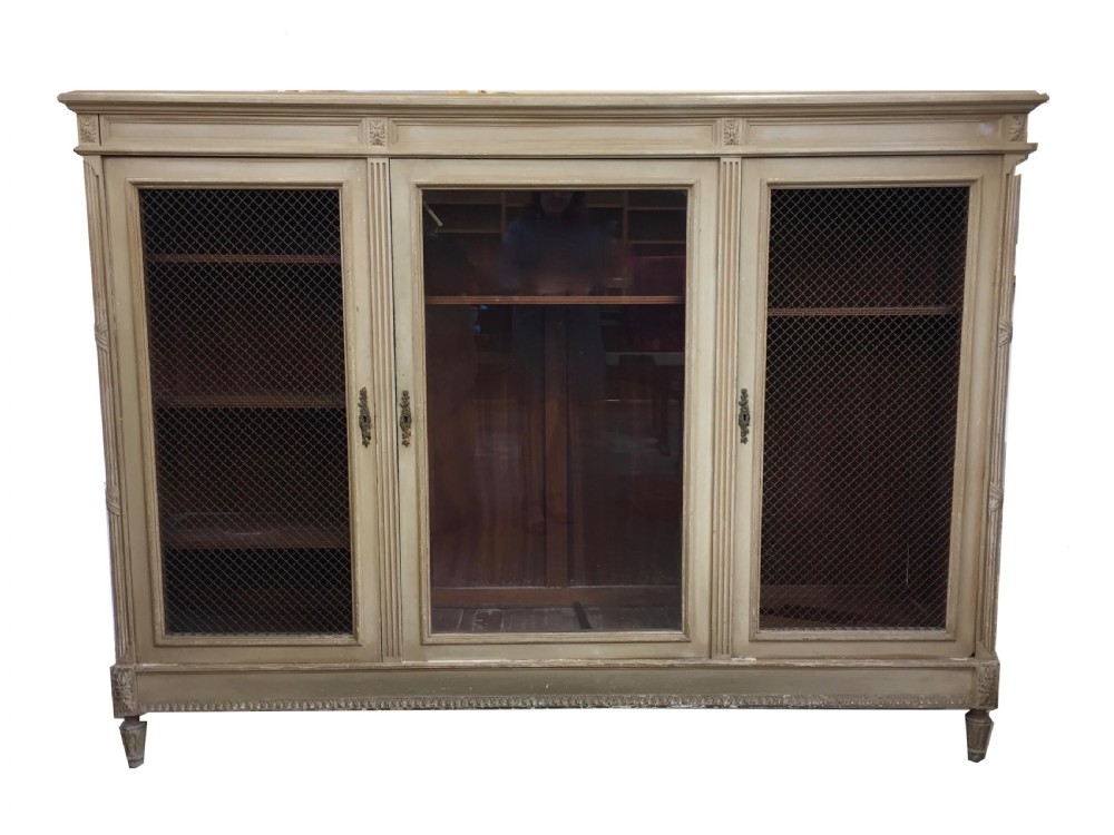 French Louis XVI Style Bookcase / Cabinet in original paint