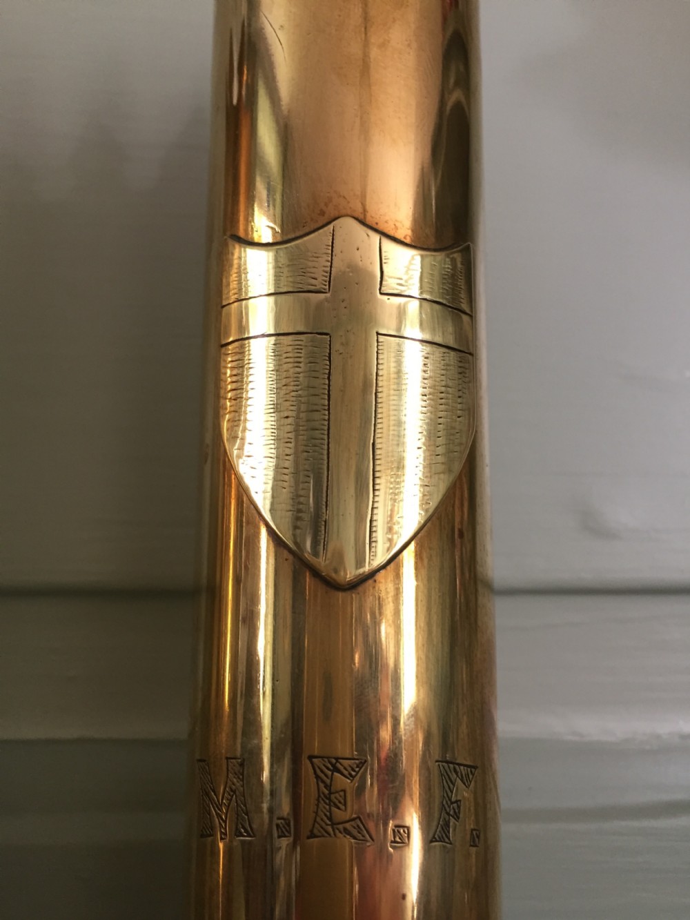 Pair of WWII Trench Art Vases - Fifth US Army - German anti-tank shells View V