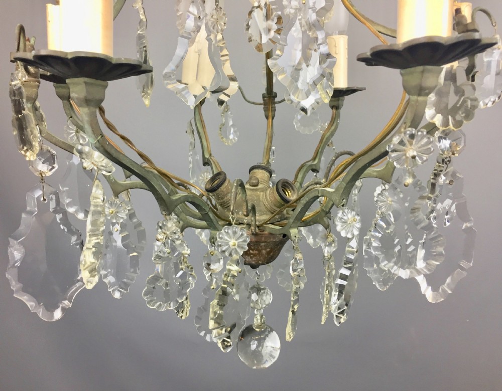 French Cut Glass Six Branch Cage  Chandelier View IV