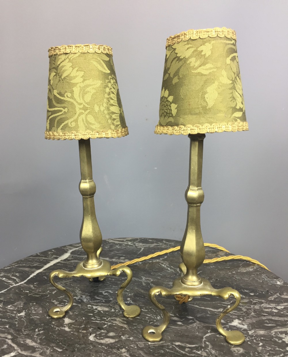 Pair of Edwardian Brass Pullman Lamps