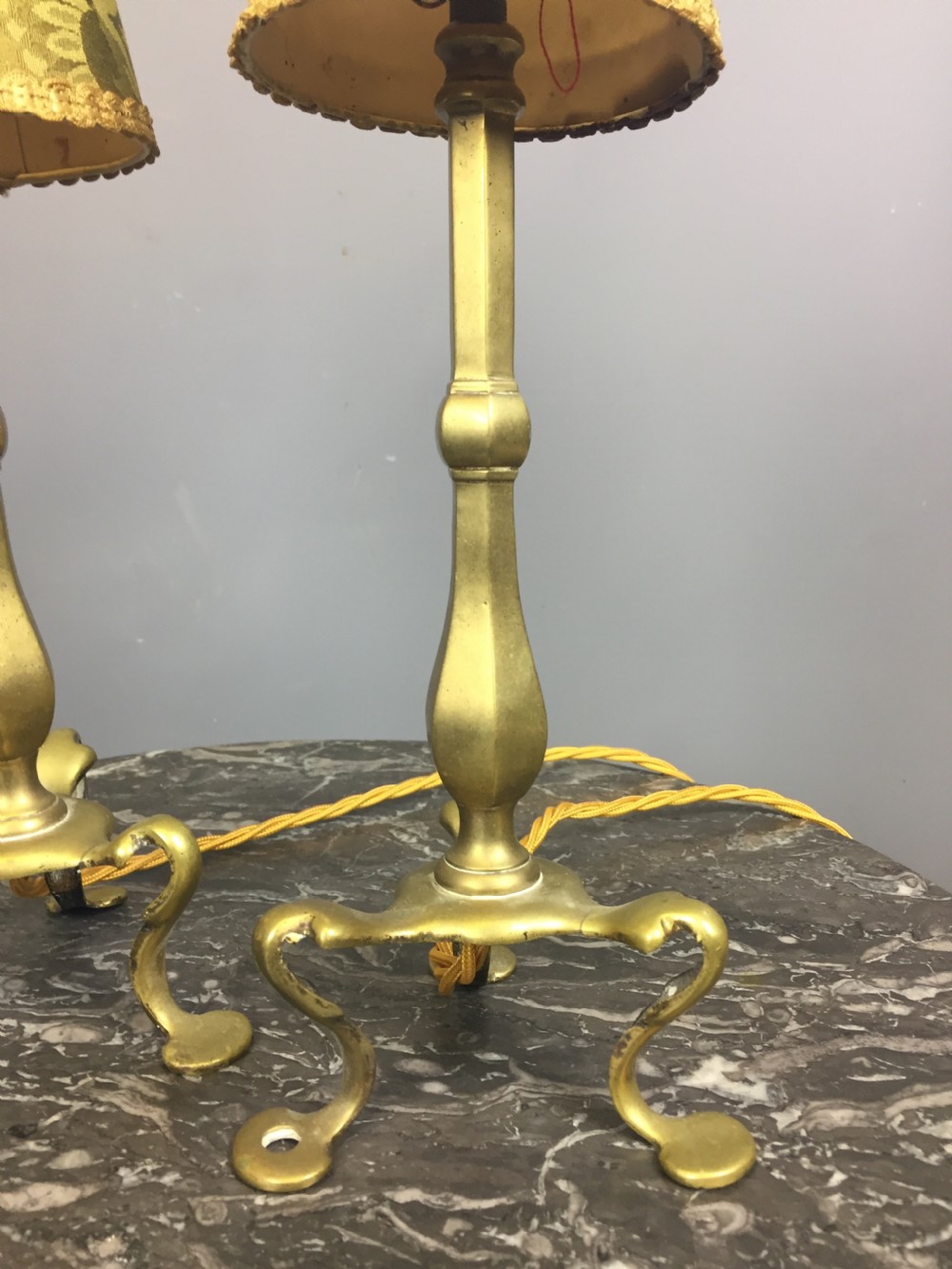 Pair of Edwardian Brass Pullman Lamps View II