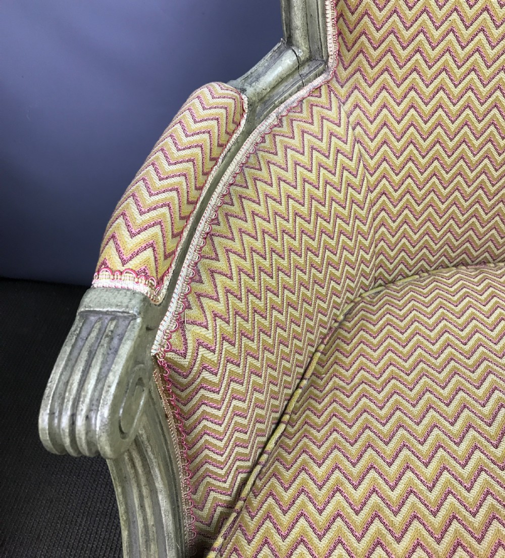 Pair of French Louis XVI Style Painted Bergere Armchairs View VIII