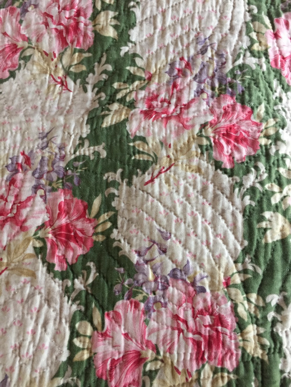 Antique Hand Stitched Durham / Welsh Wholecloth Double Quilt View IV