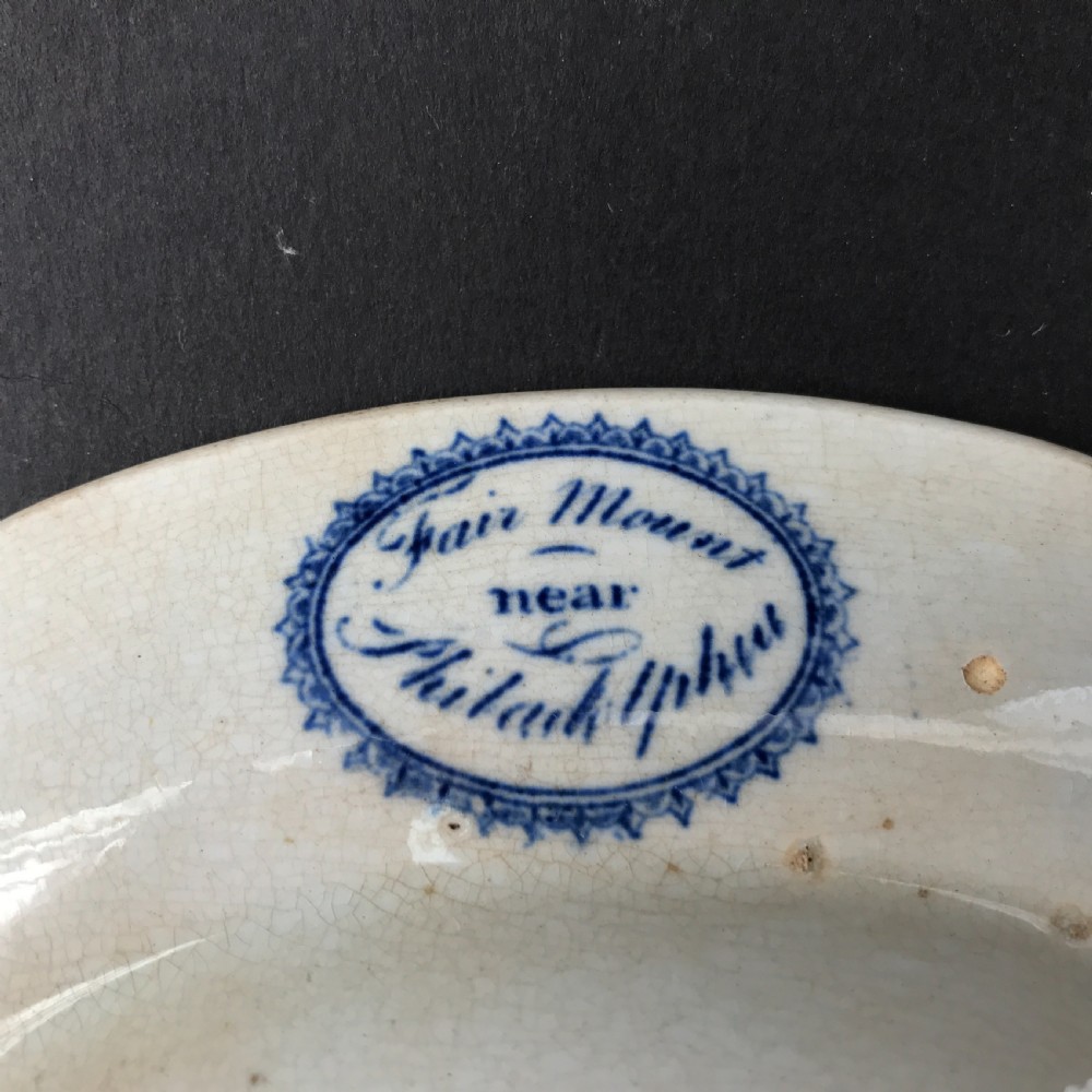 Stubbs Blue & White Pearlware Fair Mount, Nr Philadelphia Plate View III