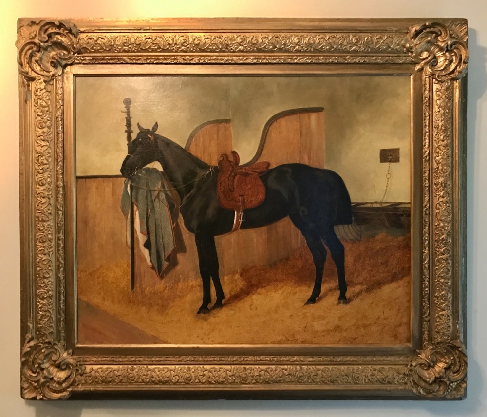 Benjamin Cam Norton 'Candlelight', a Hunter in a Stable, Equestrian Oil on Canvas