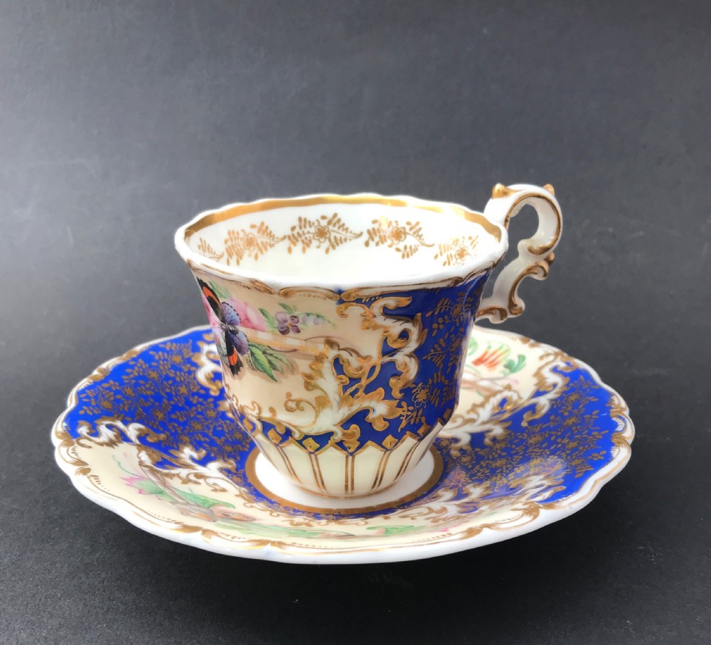 Copeland & Garrett Felspar Porcelain Hand Painted Cup & Saucer circa 1840