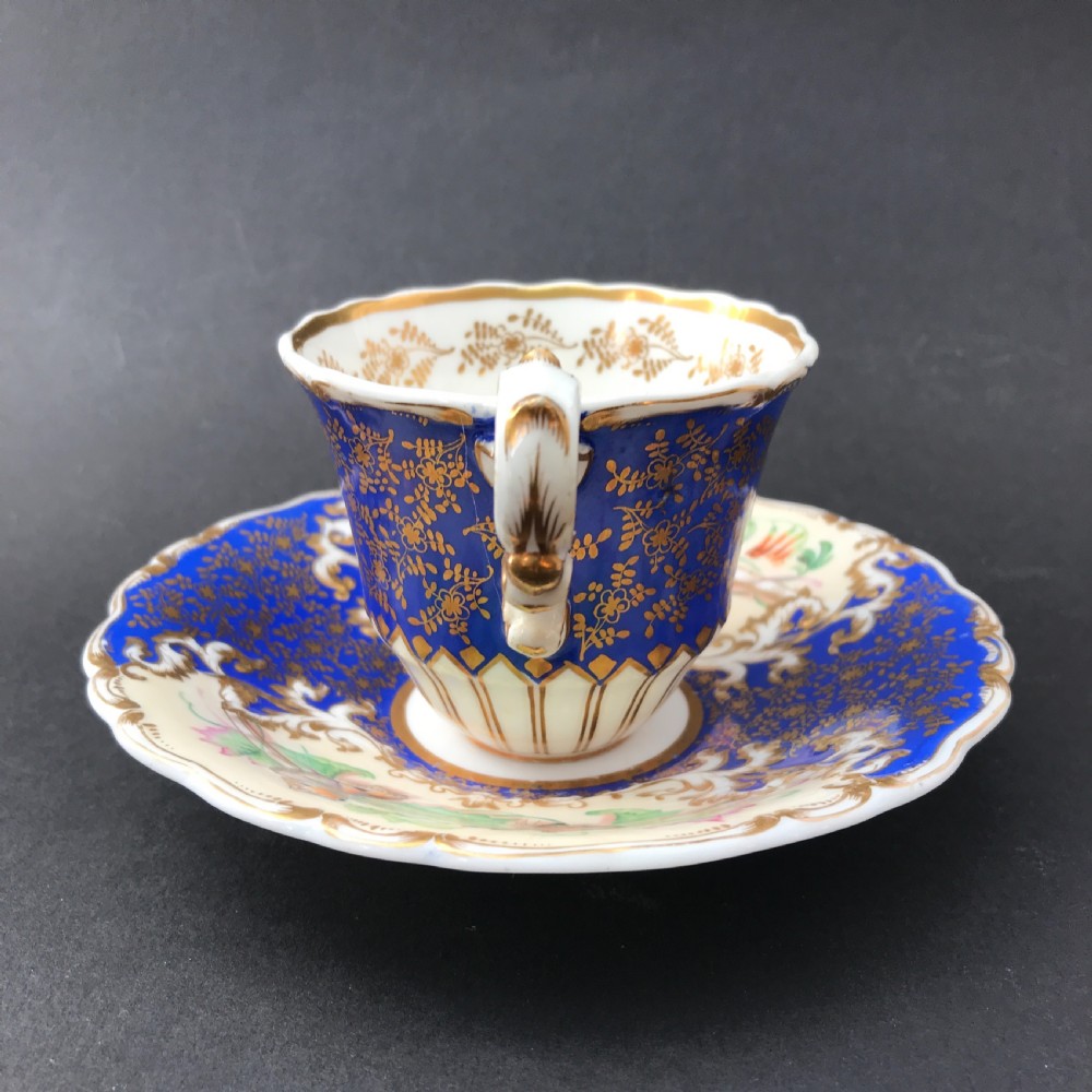 Copeland & Garrett Felspar Porcelain Hand Painted Cup & Saucer circa 1840 View III