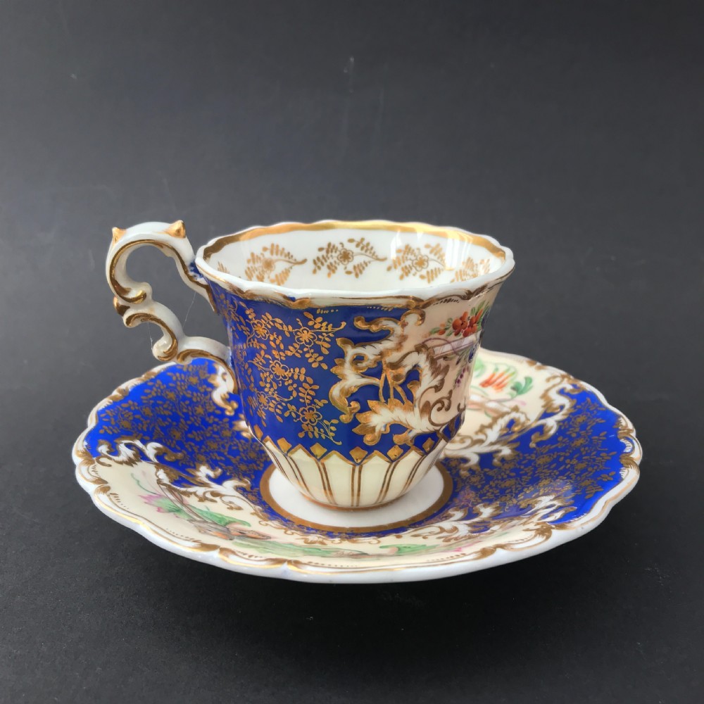 Copeland & Garrett Felspar Porcelain Hand Painted Cup & Saucer circa 1840 View IV