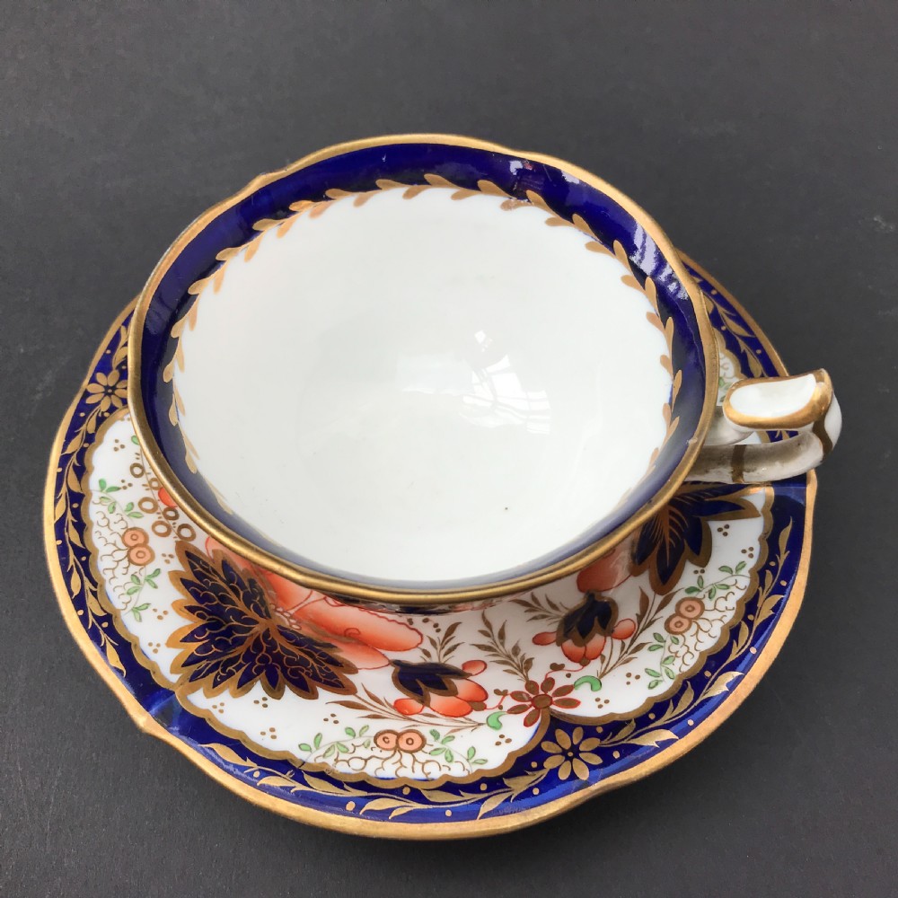 Antique Victorian Staffordshire Porcelain Tea Cups & saucers in Imari Pattern View IV