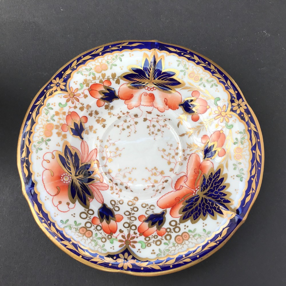 Pair of Antique Staffordshire Porcelain Coffee Cups & Saucers in Imari Pattern View III