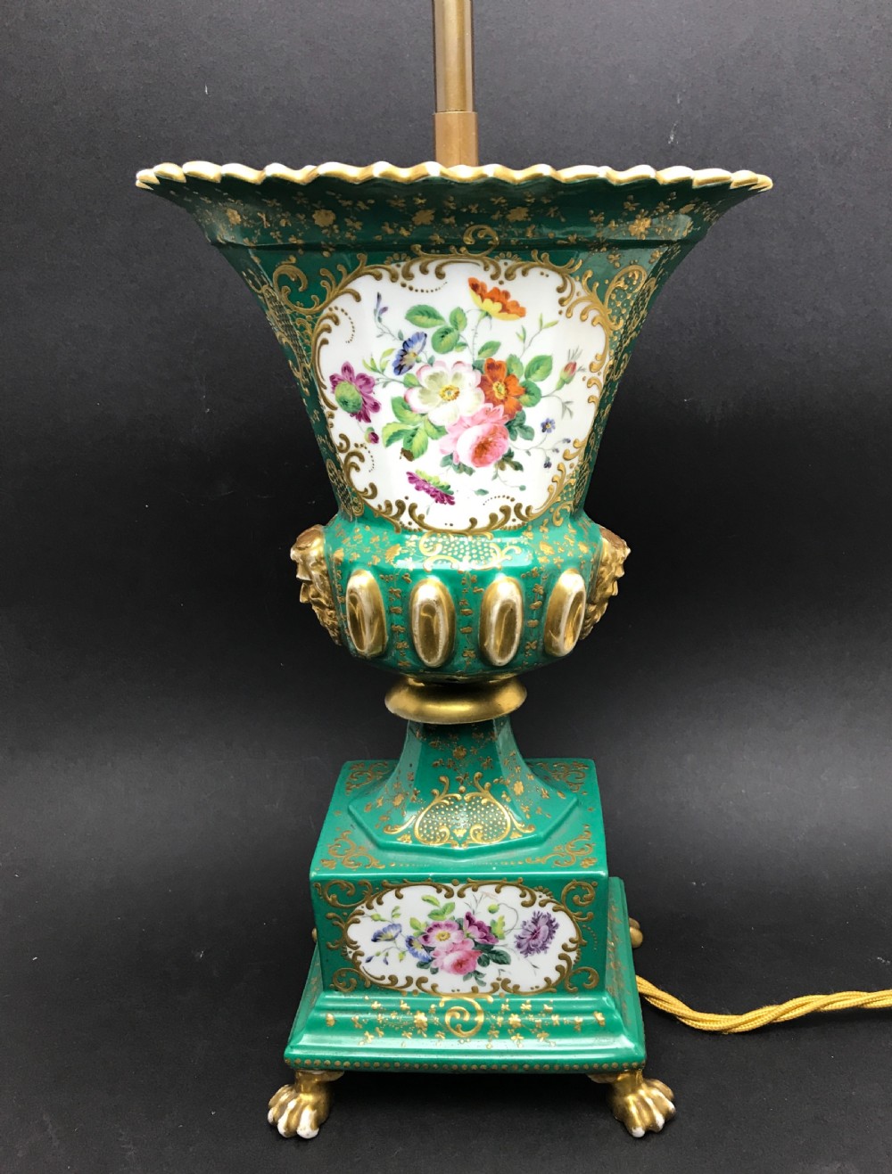 French Paris Porcelain Hand Painted Vase Lamp
