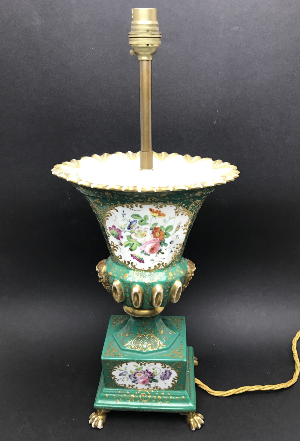 French Paris Porcelain Hand Painted Vase Lamp View II