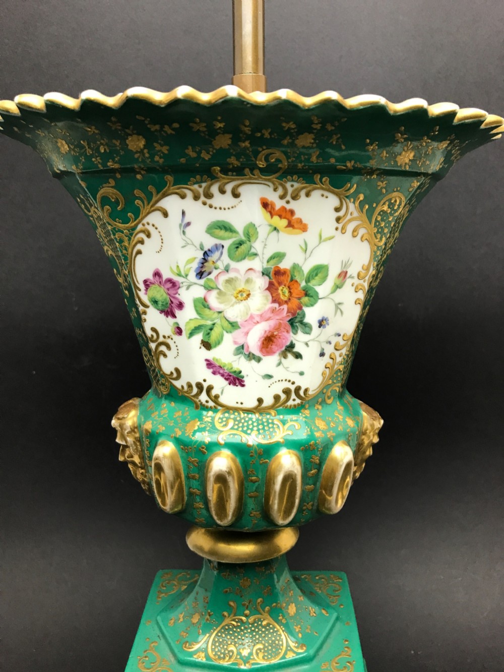 French Paris Porcelain Hand Painted Vase Lamp View III