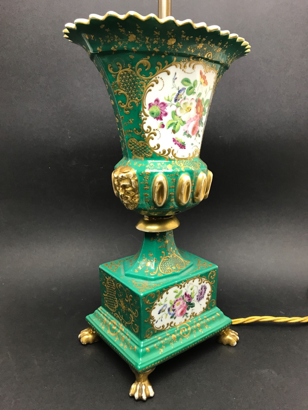 French Paris Porcelain Hand Painted Vase Lamp View IV