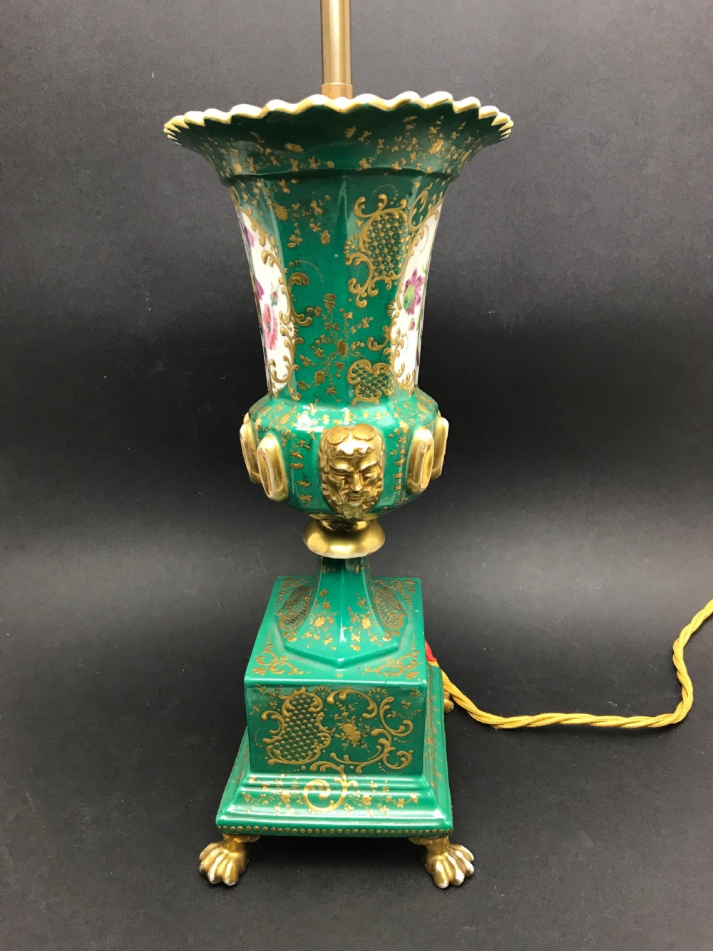 French Paris Porcelain Hand Painted Vase Lamp View V