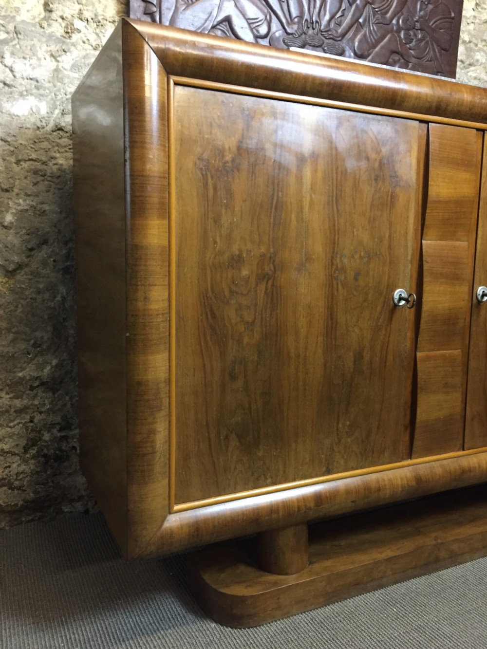 A French Art Deco Burr Walnut Buffet with Marble Top View II