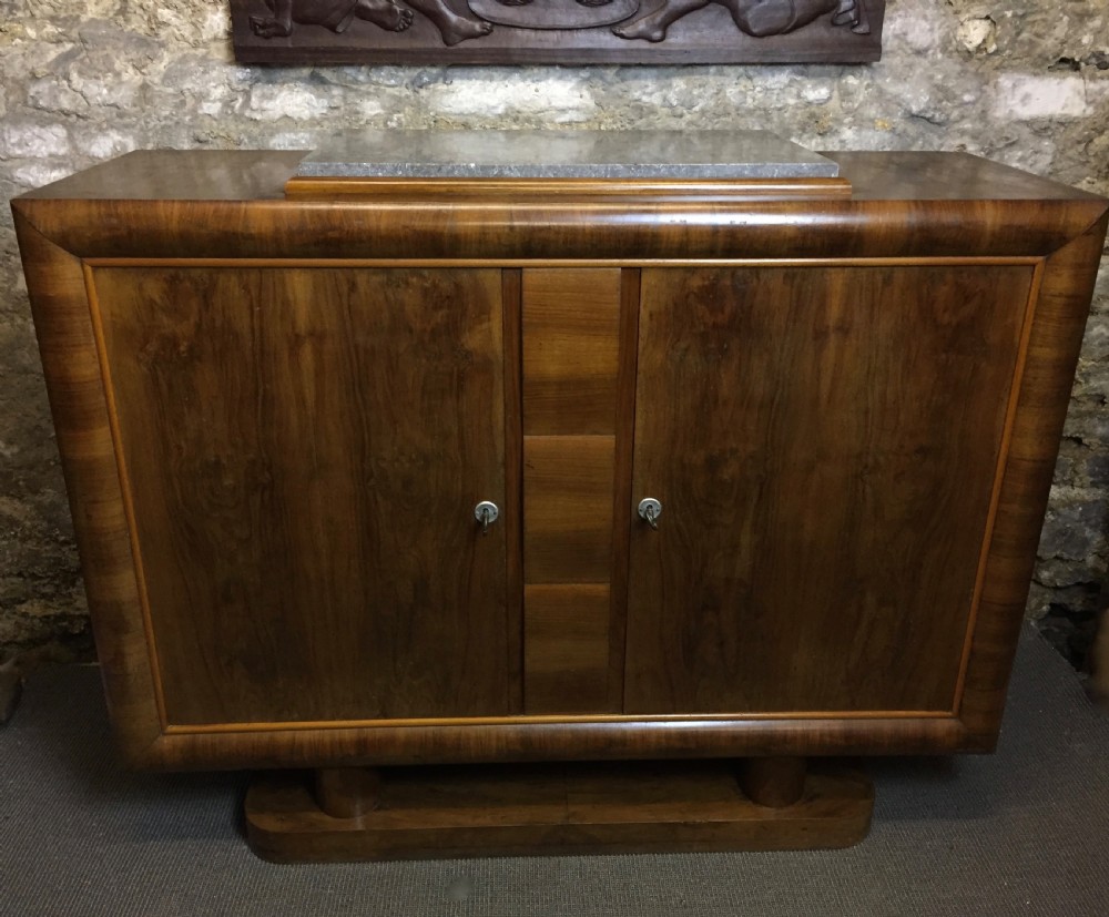 A French Art Deco Burr Walnut Buffet with Marble Top View III