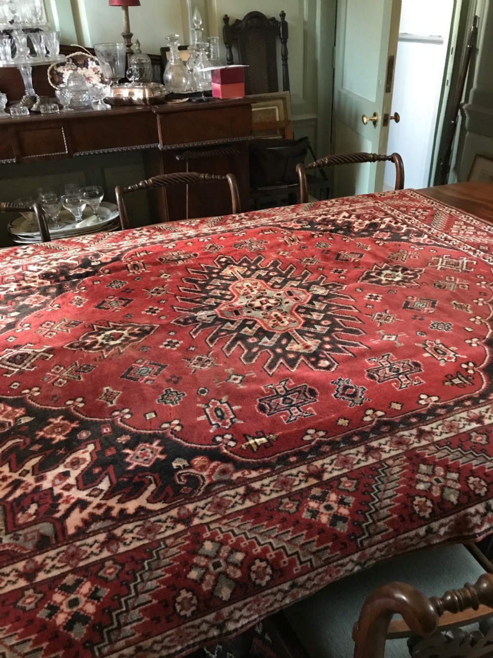 Edwardian Chenille Table Carpet / Tablecloth in Persian Style View II