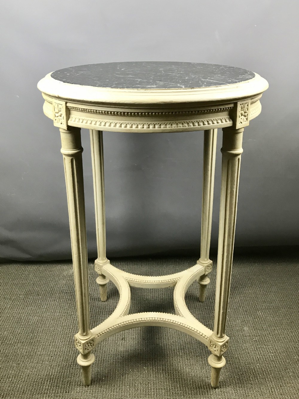 A French Marble Topped Painted Gueridon Side Table