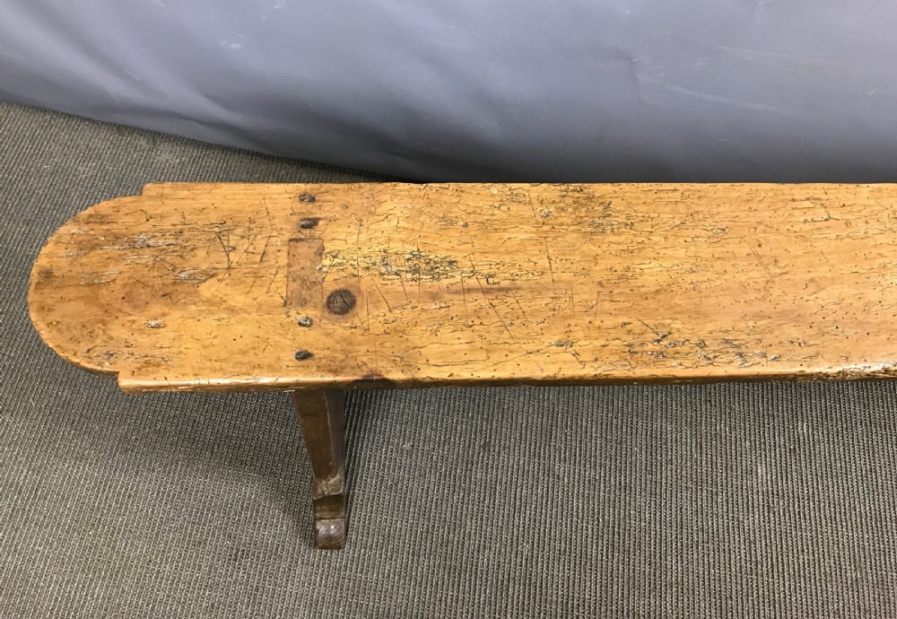 Antique French Elm Plank Top Bench View V