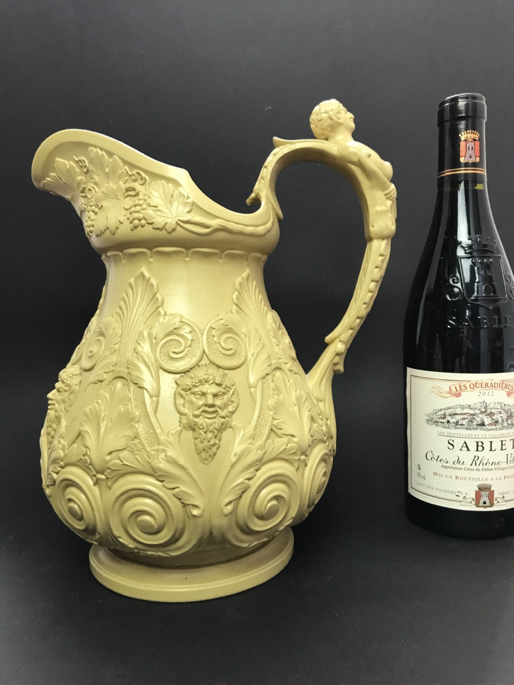 Large Ridgway Pan & Bacchus Drabware Jug / Pitcher View II