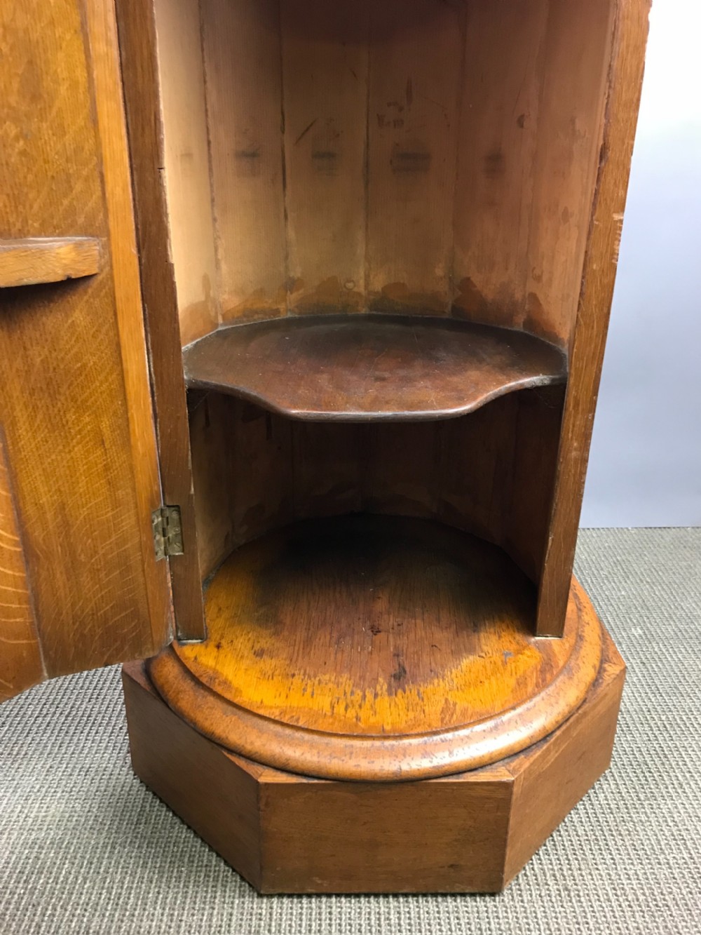 Victorian Oak Fluted Cylindrical Pedestal Pot Cupboard View VI
